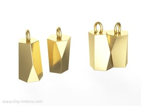 Scutoid Earrings (solid version) in Polished Brass