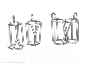 Scutoid Earrings (wireframe version) in Polished Silver