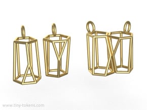 Scutoid Earrings (wireframe version) in Polished Brass
