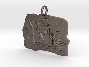 Ra's Solar Barque amulet in Polished Bronzed-Silver Steel