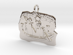 Ra's Solar Barque amulet in Rhodium Plated Brass