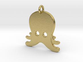 Octopus Emoji Pendant - Metal in Natural Brass