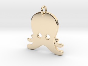 Octopus Emoji Pendant - Metal in 14k Gold Plated Brass