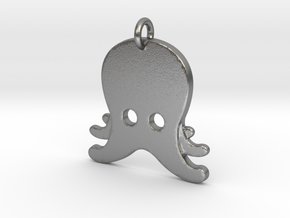 Octopus Emoji Pendant - Metal in Natural Silver