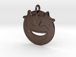 Starr Eyed Emoji Pendant - Metal in Polished Bronze Steel