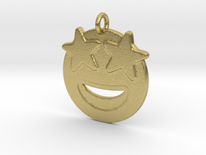 Starr Eyed Emoji Pendant - Metal in Natural Brass