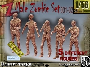 1/56 male zombie set001-02 in Tan Fine Detail Plastic