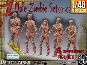 1/48 male zombie set001-02 in Tan Fine Detail Plastic