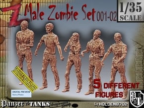 1/35 male zombie set001-02 in Smooth Fine Detail Plastic