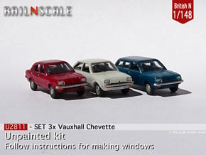 SET 3x Vauxhall Chevette (British N 1:148) in Smoothest Fine Detail Plastic