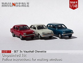 SET 3x Vauxhall Chevette (British N 1:148) in Tan Fine Detail Plastic