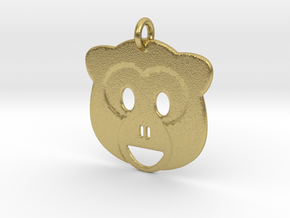 Monkey Emoji Pendant - Metal in Natural Brass