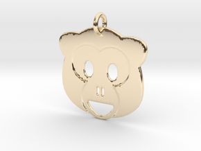 Monkey Emoji Pendant - Metal in 14k Gold Plated Brass