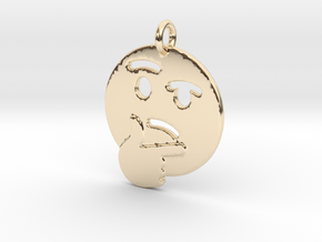 Thinker Emoji Pendant - Metal in 14k Gold Plated Brass