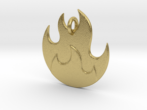 Fire Emoji Pendant - Metal in Natural Brass