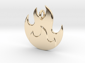 Fire Emoji Pendant - Metal in 14k Gold Plated Brass
