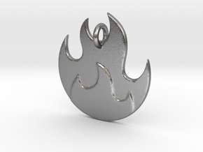 Fire Emoji Pendant - Metal in Natural Silver