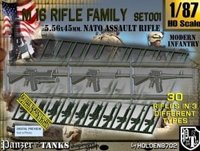 1/87 M16 Rifle Family Set001 in Tan Fine Detail Plastic