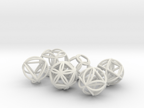 Metatronic Spheres w/ Nested Metatronic Solids  in White Natural Versatile Plastic