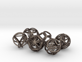 Metatronic Spheres w/ Nested Metatronic Solids  in Polished Bronzed-Silver Steel