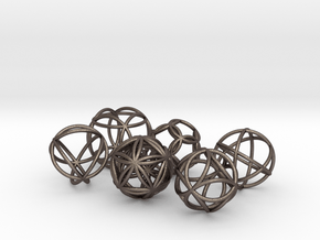 Metatronic Spheres (6 in set) in Polished Bronzed-Silver Steel