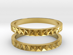 Geometric Stack Ring Set 1 in Polished Brass: 5 / 49