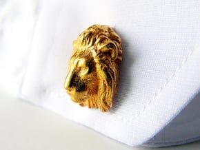 Lion Head Cufflinks in Polished Gold Steel