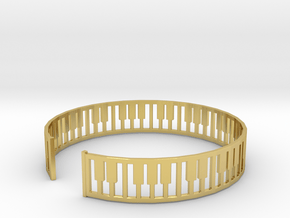simple piano frame cuff in Polished Brass: Medium