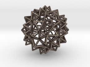 Stellated Rhombicosidodecahedron 2" in Polished Bronzed-Silver Steel