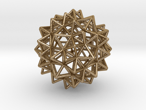 Stellated Rhombicosidodecahedron 2" in Polished Gold Steel