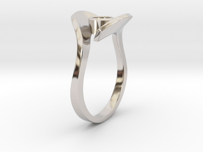 Calla ring with bezel setting - size 6.5 in Rhodium Plated Brass