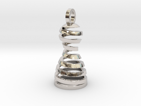 Spiral Pawn Pendant in Rhodium Plated Brass: Small