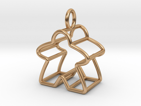 Meeple Wire-frame Pendant in Polished Bronze