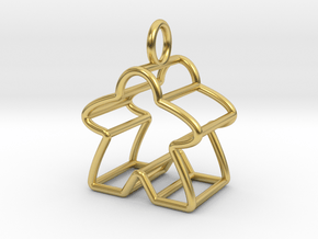 Meeple Wire-frame Pendant in Polished Brass