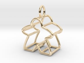 Meeple Wire-frame Pendant in 14k Gold Plated Brass