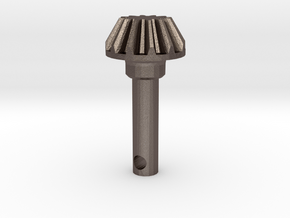 Small Bevel Gear Steel With Shaft Grub in Polished Bronzed Silver Steel