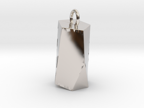 Scutoid Pendant - Version 2 (solid) in Rhodium Plated Brass