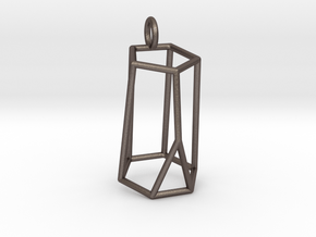 Scutoid Pendant - Version 2 (wireframe) in Polished Bronzed-Silver Steel