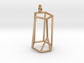 Scutoid Pendant - Version 2 (wireframe) in Polished Bronze