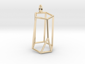 Scutoid Pendant - Version 2 (wireframe) in 14k Gold Plated Brass