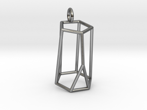 Scutoid Pendant - Version 2 (wireframe) in Polished Silver