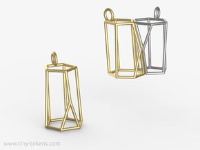 Scutoid Pendant - Version 2 (wireframe) in Polished Brass