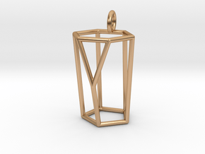 Scutoid Pendant - Version 1 (wireframe) in Polished Bronze