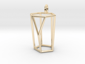 Scutoid Pendant - Version 1 (wireframe) in 14k Gold Plated Brass