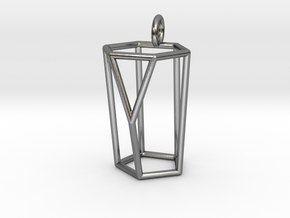 Scutoid Pendant - Version 1 (wireframe) in Polished Silver