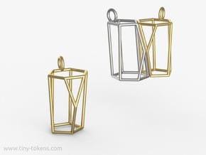 Scutoid Pendant - Version 1 (wireframe) in Polished Brass