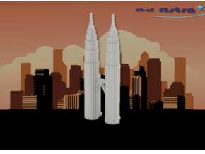 Petronas Towers - Kuala Lumpur (3 inch) in White Natural Versatile Plastic