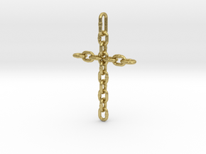 Chain Cross Pendant - Christian Jewelry in Natural Brass