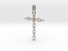 Chain Cross Pendant - Christian Jewelry in Rhodium Plated Brass