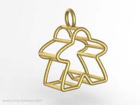Meeple Wire-frame Pendant in Rhodium Plated Brass